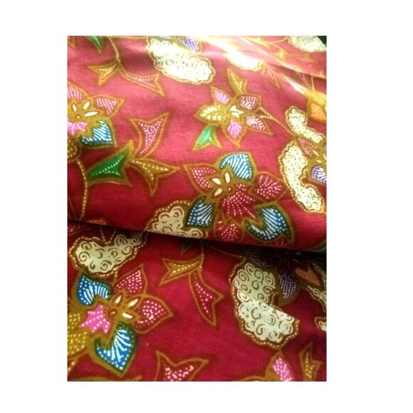 Material Fabric Cotton Red Blue White Brown 38" x 87'  Flowers Hearts Leaves - Picture 10 of 10